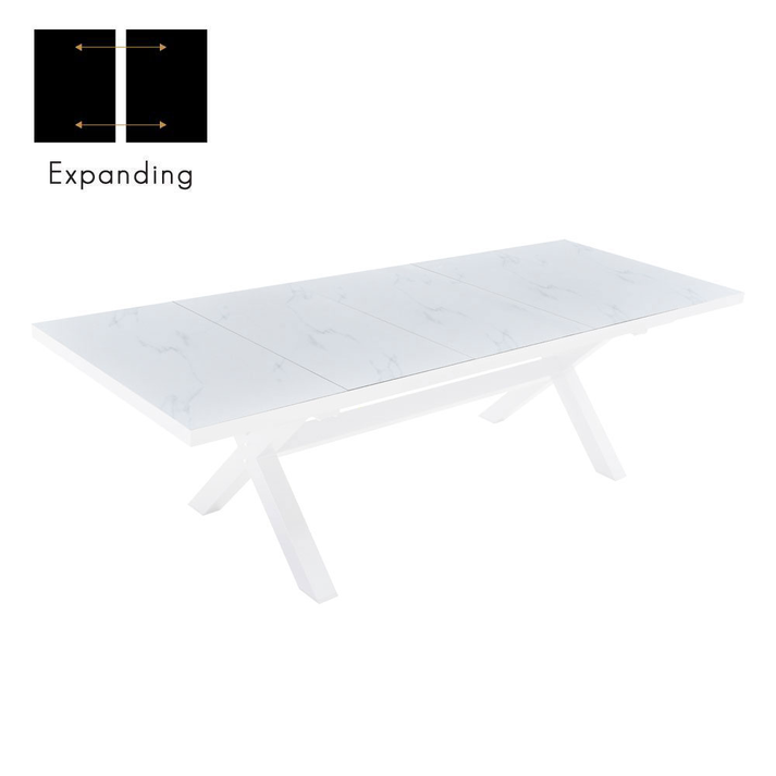 SORPRESA ΤΡΑΠΕΖΙ ΕΠΕΚΤΕΙΝΟΜΕΝΟ-Η ΛΕΥΚΟ ΜΕ ΟΨΗ ΜΑΡΜΑΡΟΥ ΛΕΥΚΟ 202x101x77cm