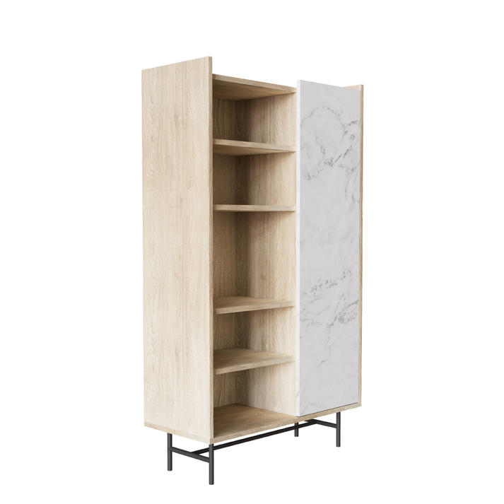 STOCKHOLM ΒΙΒΛΙΟΘΗΚΗ SONOMA DECAPE ΛΕΥΚΟ ΜΕ ΟΨΗ ΜΑΡΜΑΡΟΥ 90x39.5x160