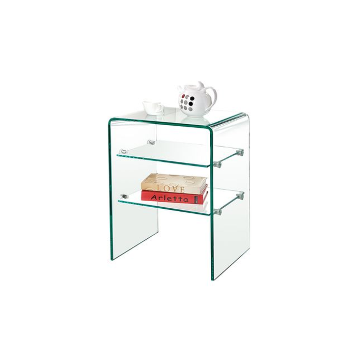 GLASSER Κομοδίνο Clear  2 Ράφια - Γυαλί 10mm / 6mm