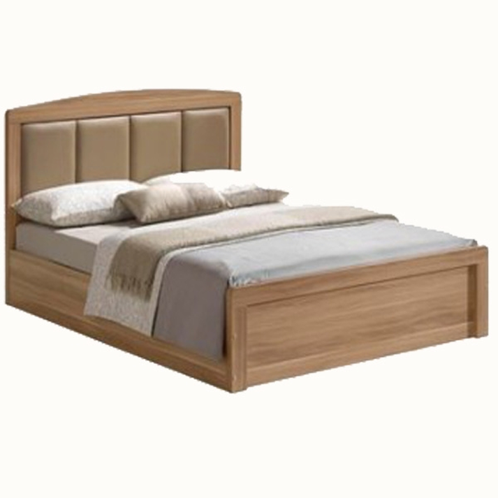 CALIBER Κρεβάτι Διπλό για Στρώμα 160x200cm, Απόχρωση Sonoma Oak, Κεφαλάρι Pu Μπεζ
