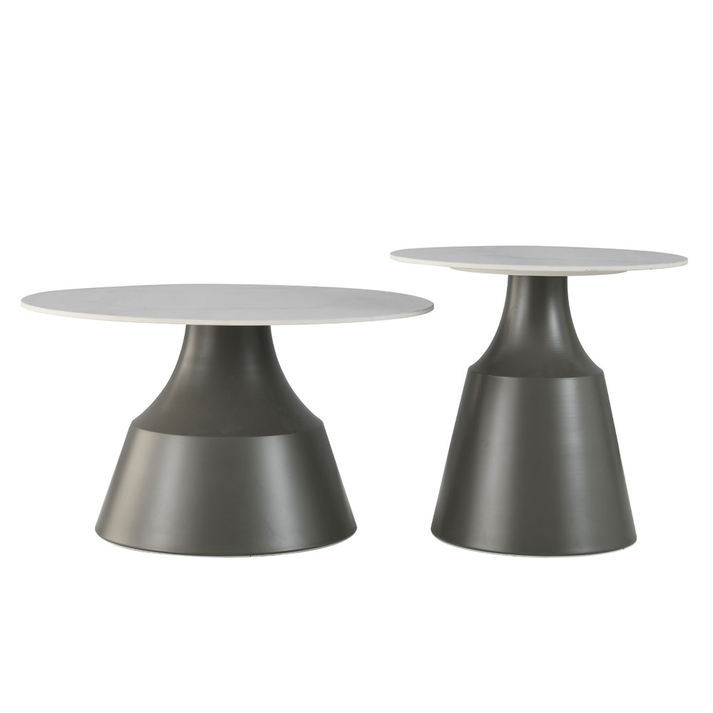 KAIA COFFEE TABLE SET 2ΤΕΜ ΛΕΥΚΟ ΜΑΥΡΟ Ø70x40