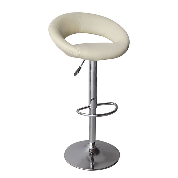 BELT Σκαμπό BAR με Πλάτη, Βάση Χρώμιο, PU Μπεζ, Ρύθμιση Ύψους, Περιστρεφόμενο