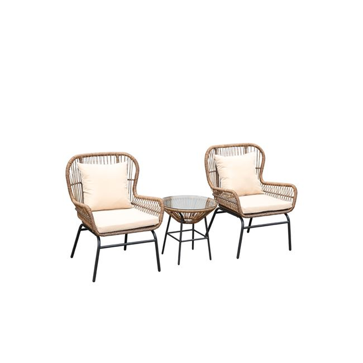 SALSA MAX Set Κήπου - Βεράντας Μέταλλο Βαφή Μαύρο, Wicker Φυσικό: Τραπεζάκι+2 Πολυθρόνες