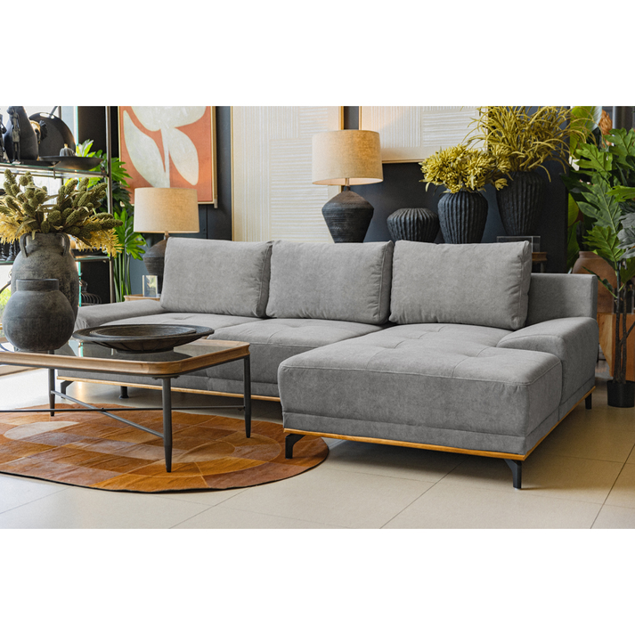 NATURA ΚΑΝΑΠΕΣ ΚΡΕΒΑΤΙ ΓΩΝΙΑ ΔΕΞΙΑ TAUPE 283x164x90