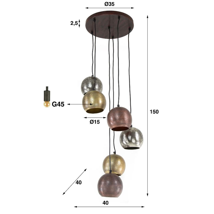Bol Φωτιστικό Οροφής 6φώτα  Φ35-40x150cm