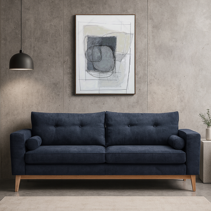 Lusso Καναπές Κρεβάτι 3θέσιος Μπλε Lino 89 218x85x87cm