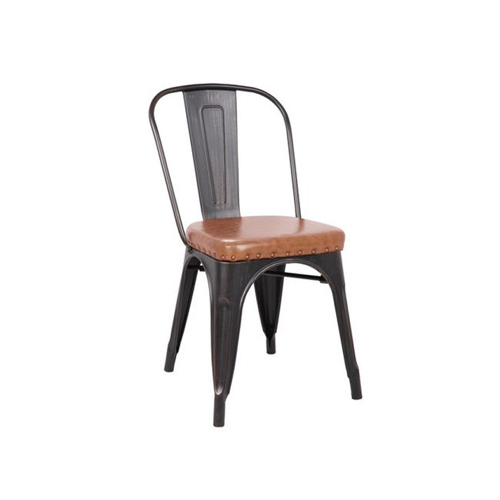 RELIX Καρέκλα-Pro, Στοιβαζόμενη, Μέταλλο Βαφή Antique Black, Pu Camel