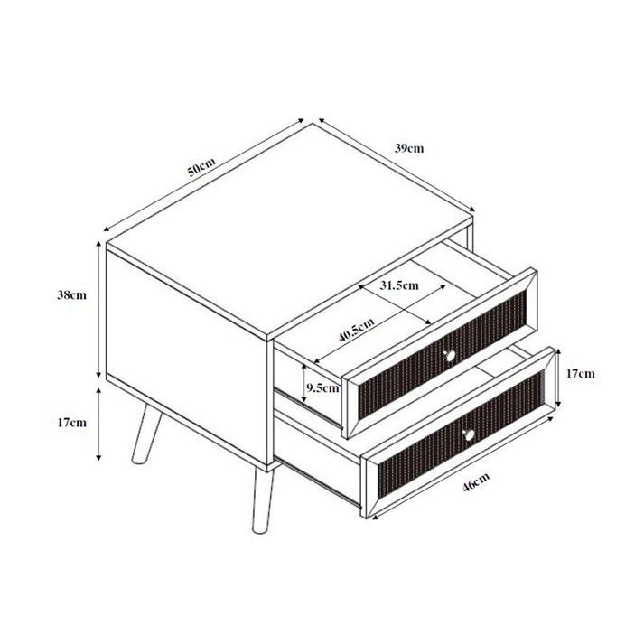 AMMOS ΚΟΜΟΔΙΝΟ 2ΣΥΡΤΑΡΙΑ ΦΥΣΙΚΟ ΜΕ RATTAN 50x39x54.8