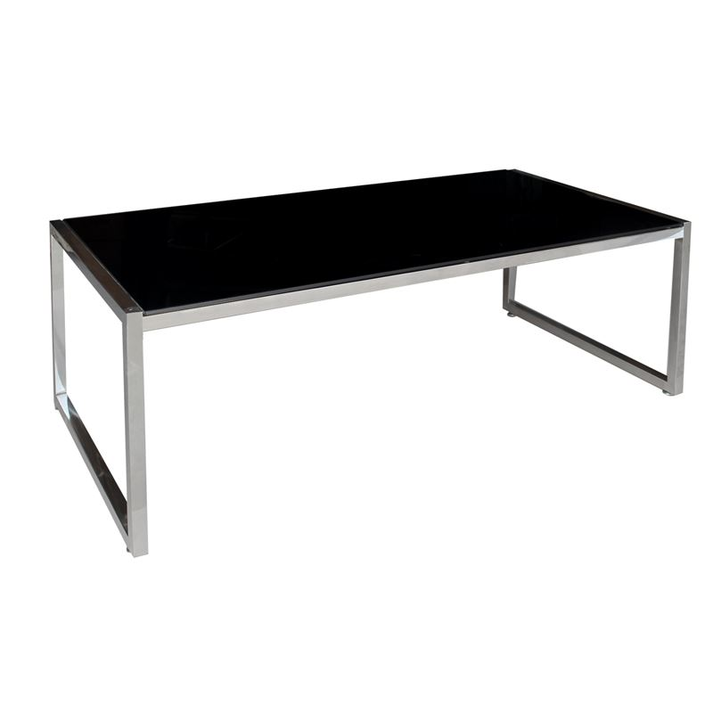 ACTION Τραπεζάκι Σαλονιού - Καθιστικού 120x60cm Inox - Μαυρό Γυαλί 8mm