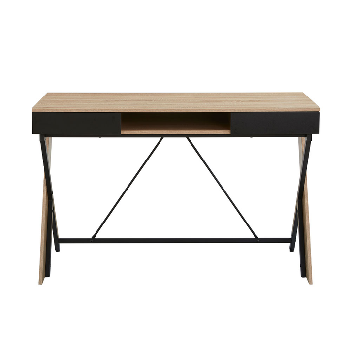 DOUBLE-X ΓΡΑΦΕΙΟ 1ΡΑΦΙ ΦΥΣΙΚΟ ΜΑΥΡΟ 120x60x76