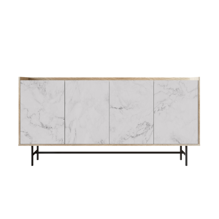 STOCKHOLM ΜΠΟΥΦΕΣ SONOMA DECAPE ΛΕΥΚΟ ΜΕ ΟΨΗ ΜΑΡΜΑΡΟΥ 161x39.5x80