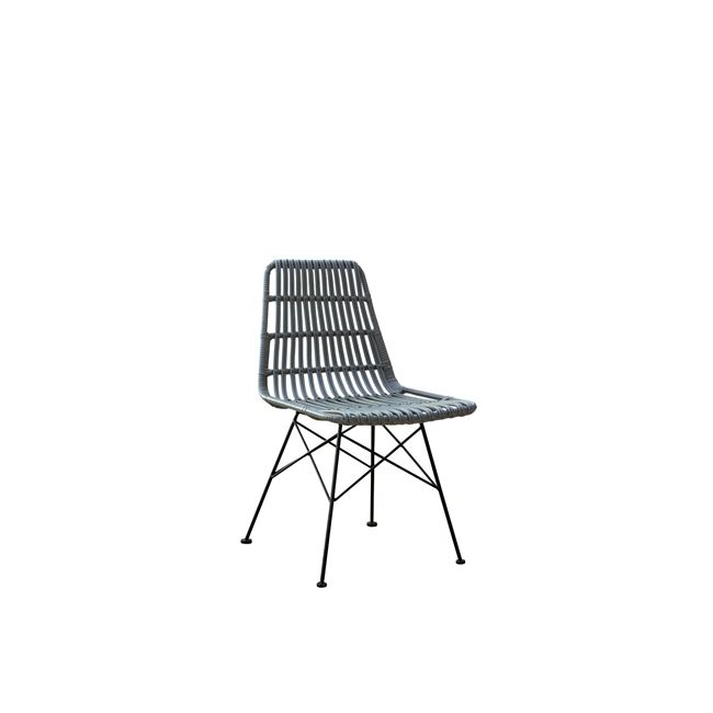 SALSA Καρέκλα Κήπου Βεράντας Μέταλλο Βαφή Μαύρο, Wicker Γκρι