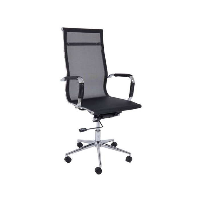 BF3200 Πολυθρόνα Διευθυντή Μέταλλο Χρώμιο - Mesh Μαύρο