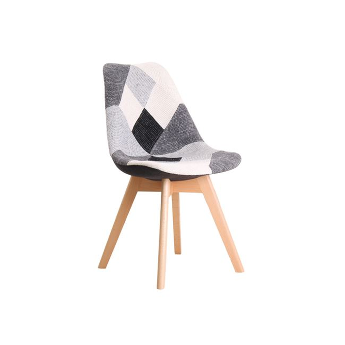 MARTIN Καρέκλα Ξύλο PP, Ύφασμα Patchwork Black & White
