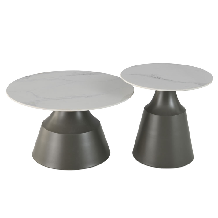 KAIA COFFEE TABLE SET 2ΤΕΜ ΛΕΥΚΟ ΜΑΥΡΟ Ø70x40