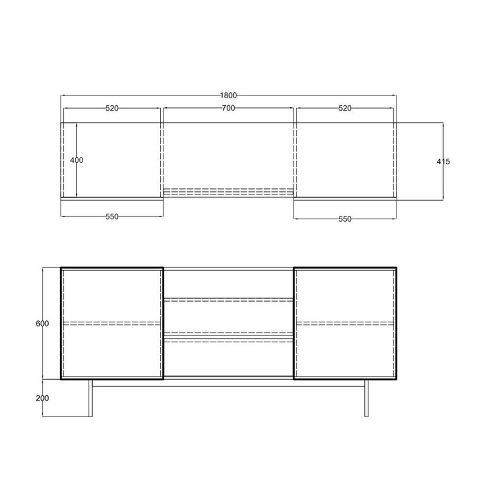 GROOVES ΜΠΟΥΦΕΣ 2ΠΟΡΤΕΣ 2ΣΥΡΤΑΡΙΑ ΚΑΡΥΔΙ ΓΚΡΙ 180x40x80