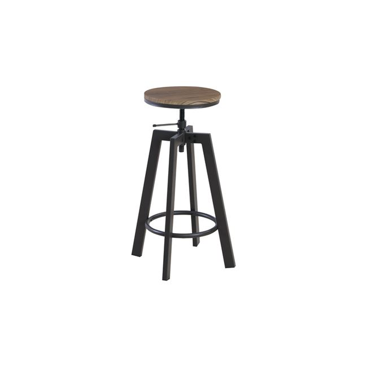 YORK Σκαμπό BAR, Μέταλλο Βαφή Σκούρο Καφέ, Καρυδί, Ρύθμιση Ύψους, Περιστρεφόμενο