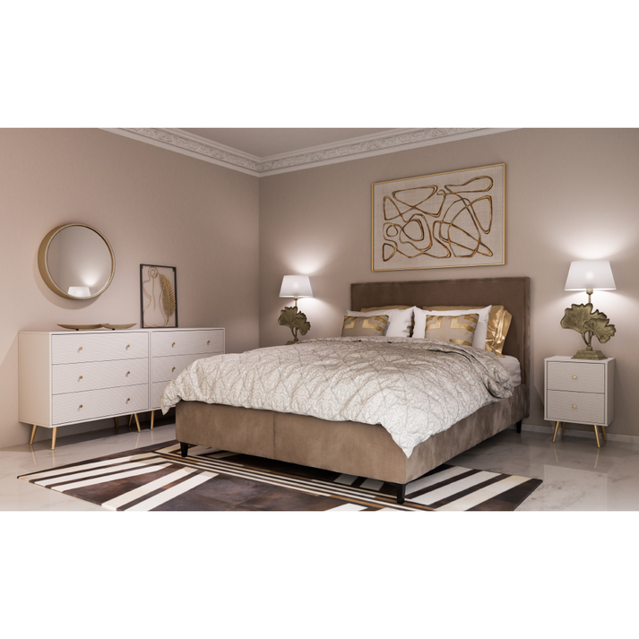 ZIZEL ΚΟΜΟΔΙΝΟ 2ΣΥΡΤΑΡΙΑ ΛΕΥΚΟ ΜΕ PATTERN ΧΡΥΣΟ 40x35x59