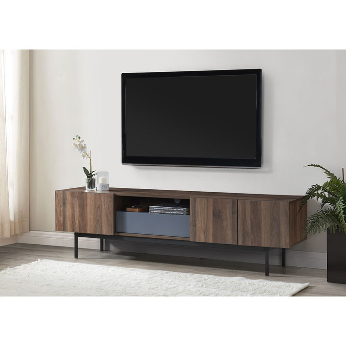 GROOVES TV STAND 3ΠΟΡΤΕΣ 1ΣΥΡΤΑΡΙ ΚΑΡΥΔΙ ΓΚΡΙ 180x40x50
