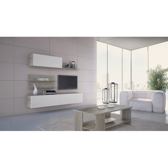 Living Room TV Composition Melamine-Lacquer Greek Made 202x26x32 SRS NO2D