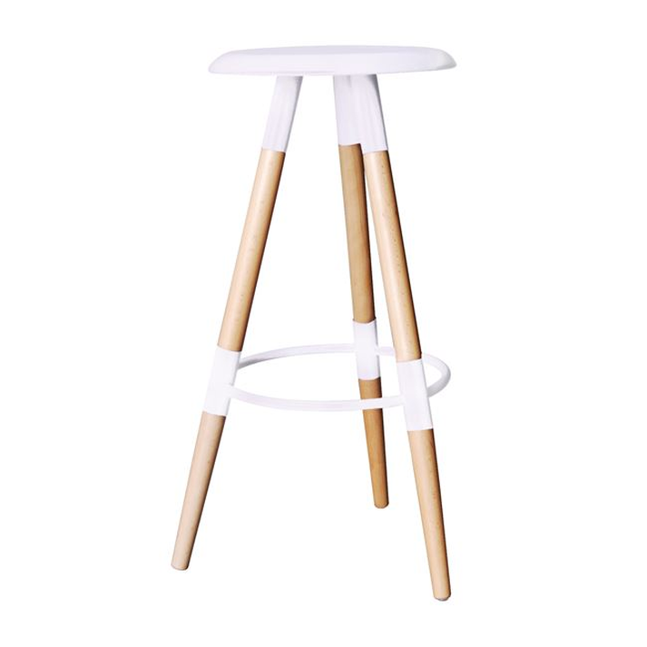 ART Σκαμπό BAR, Ξύλο Φυσικό, PP Άσπρο