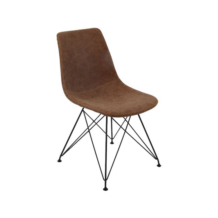PANTON Καρέκλα Μέταλλο Βαφή Μαύρο, PU Vintage Brown