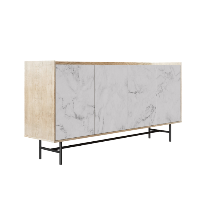 STOCKHOLM ΜΠΟΥΦΕΣ SONOMA DECAPE ΛΕΥΚΟ ΜΕ ΟΨΗ ΜΑΡΜΑΡΟΥ 161x39.5x80