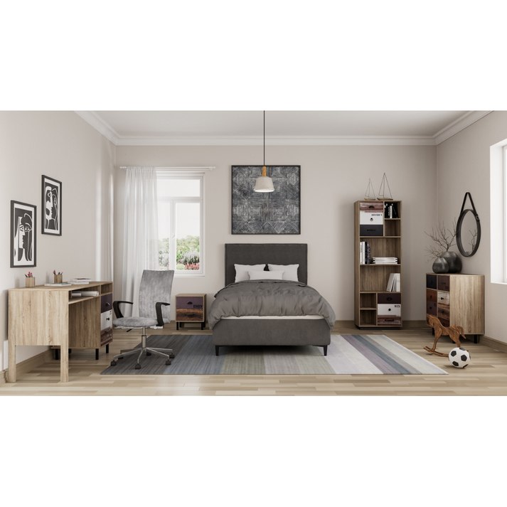 NUMBER ΒΙΒΛΙΟΘΗΚΗ 2ΠΟΡΤΕΣ SONOMA ΛΕΥΚΟ ΓΚΡΙ 60x29.6x180