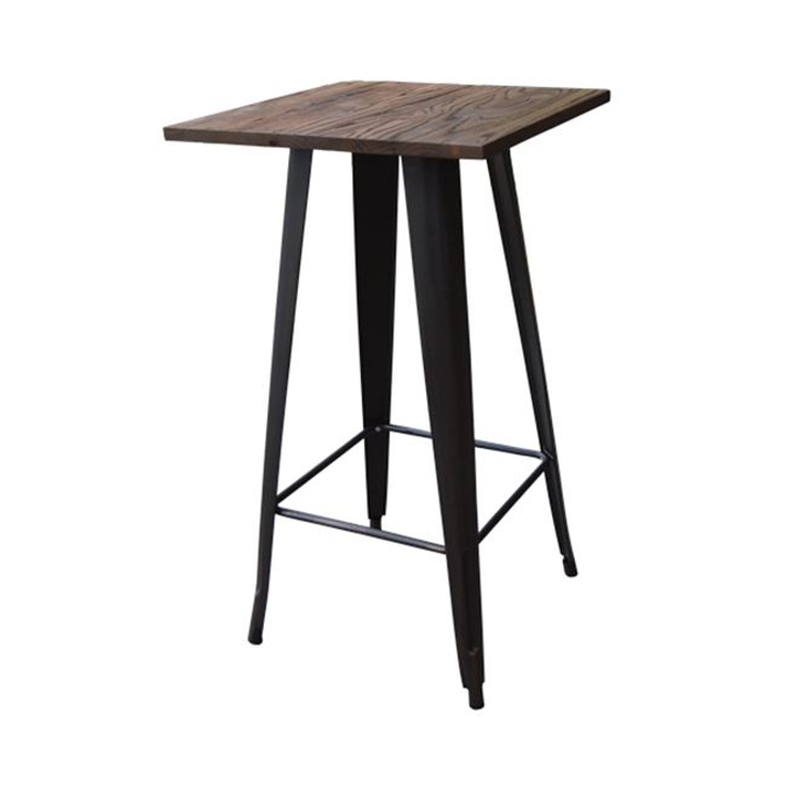RELIX Wood Τραπέζι Bar-Pro, Μέταλλο Βαφή Antique Black, Απόχρωση Ξύλου Dark Oak