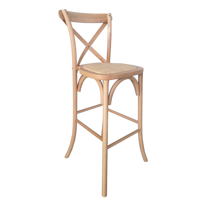 DESTINY Σκαμπό BAR, Ξύλο Οξιά Απόχρωση Φυσικό, Κάθισμα Ψάθα, Στοιβαζόμενο