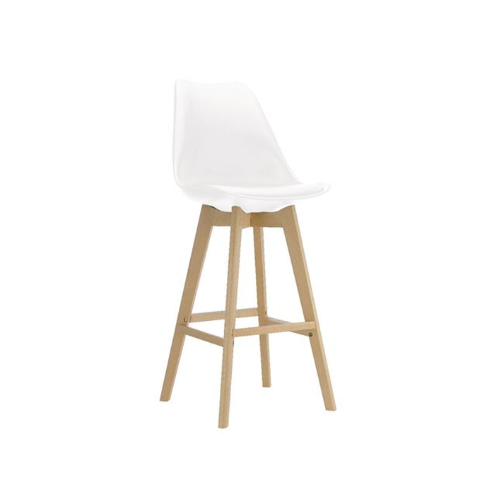 MARTIN Σκαμπό BAR Οξιά Φυσικό, PP-Pu Άσπρο, Μονταρισμένη Ταπετσαρία