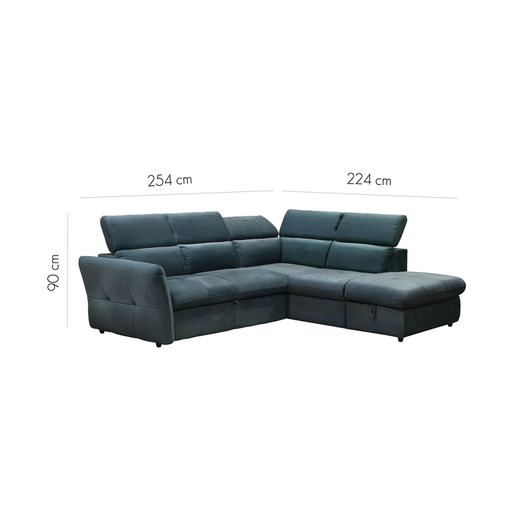 MONSERAT ΚΑΝΑΠΕΣ ΚΡΕΒΑΤΙ ΓΩΝΙΑ ΔΕΞΙΑ PETROL 254x224x90