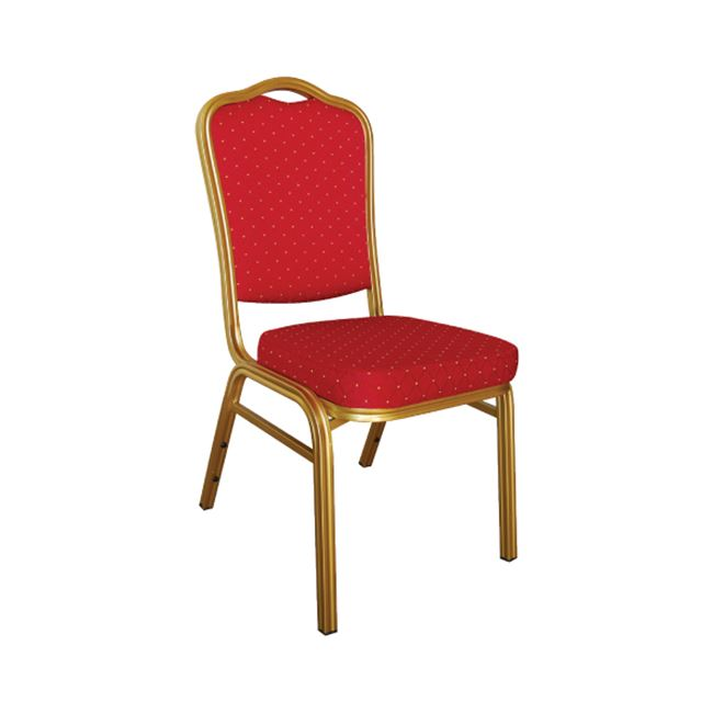 HILTON Καρέκλα Μέταλλο Βαφή Gold, Ύφασμα Κόκκινο