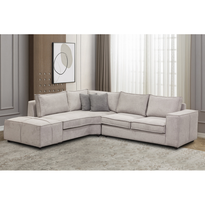 Alysia Καναπές Γωνία 280x200xB90cm + Σκαμπό 60x90cm