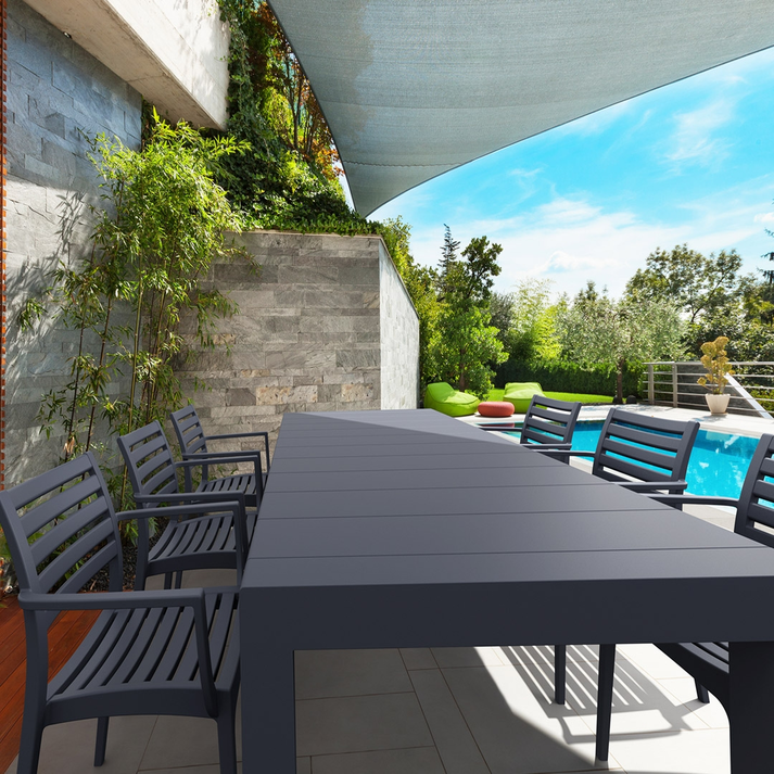 VEGAS RATTAN DARK GREY 100X180/220Χ75εκ. ΕΠΕΚΤ.ΤΡΑΠΕΖΙ