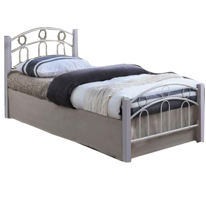 NORTON Κρεβάτι Διπλό, για Στρώμα 140x190cm, Μέταλλο Βαφή Άσπρο, Ξύλο Άσπρο