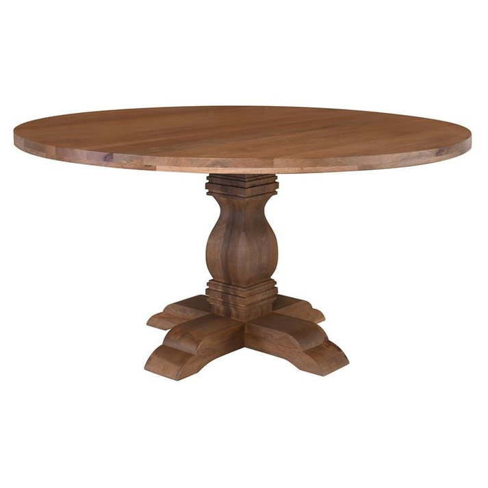 ATLAS Τραπέζι Ροτόντα Τραπεζαρίας, Ξύλο Mango, Απόχρωση Smoke Walnut