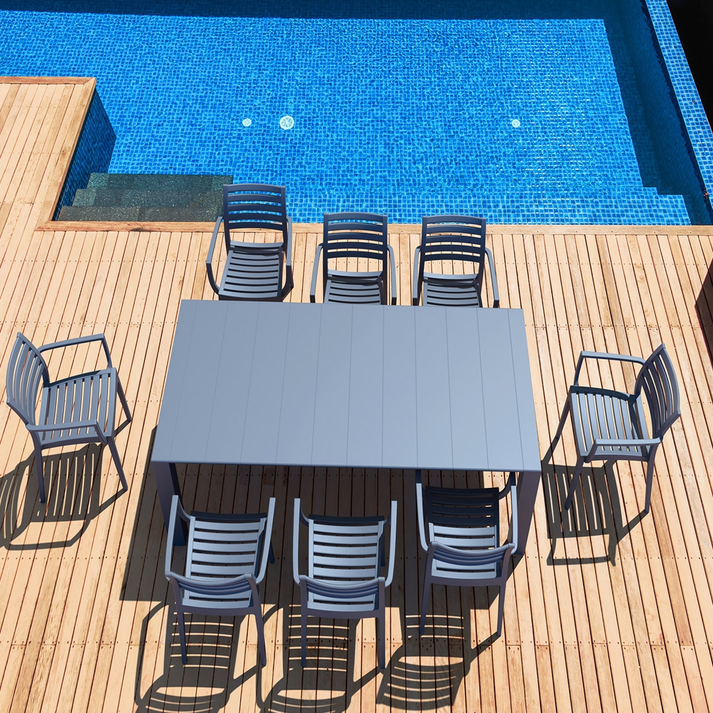 VEGAS DARK GREY 100X260/300Χ75εκ. ΕΠΕΚΤ.ΤΡΑΠΕΖΙ ΠΟΛ/ΝΙΟΥ