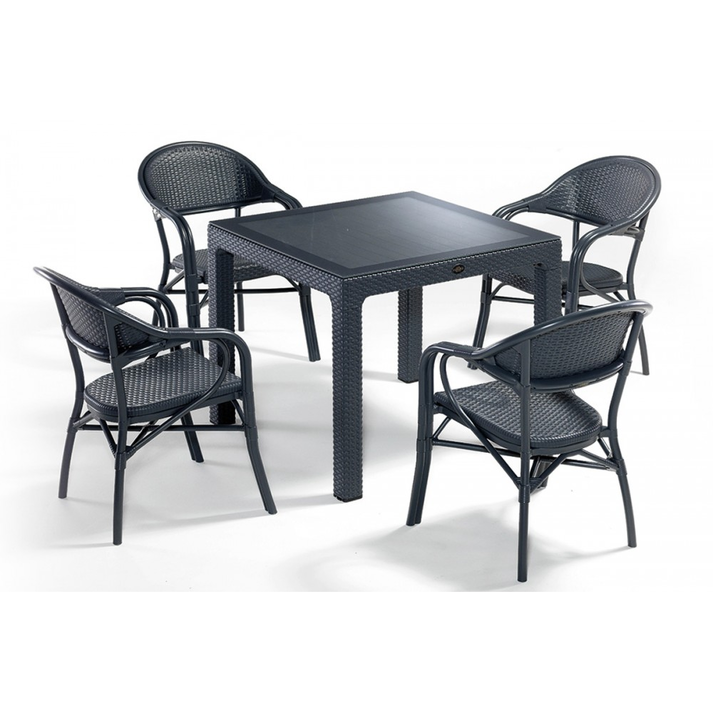 Nirvana τραπεζαρία 90x90 SET ΑΝΘΡΑΚΙ