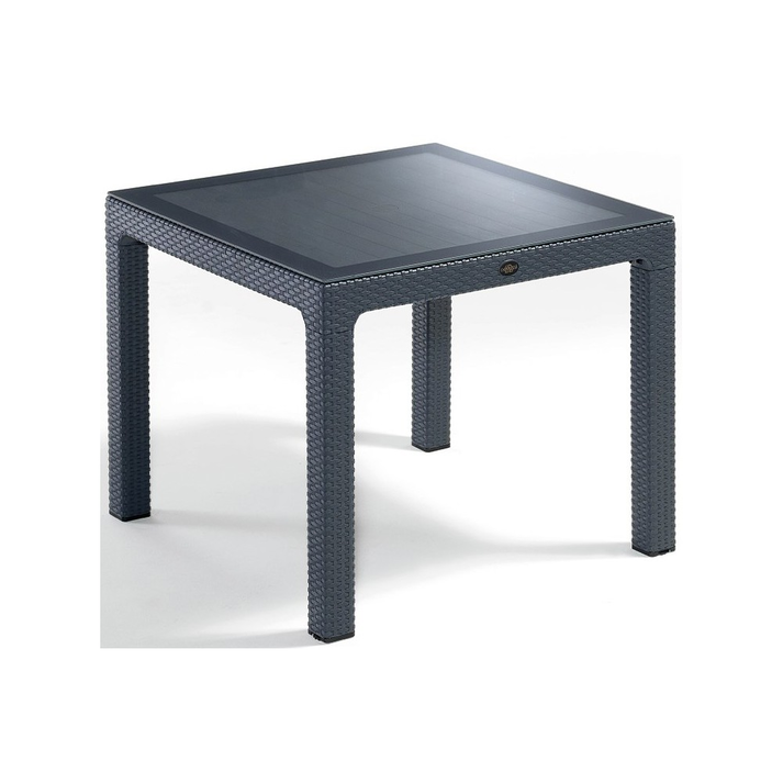 Defence 90 τραπέζι Ανθρακί με τζάμι 90x90x75cm