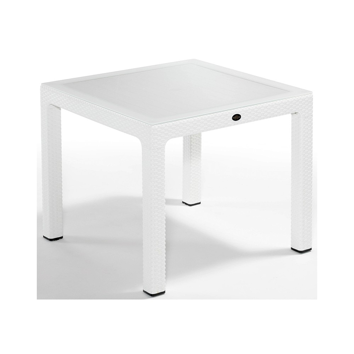 Defence 90 τραπέζι Λευκό με τζάμι 90x90x75cm