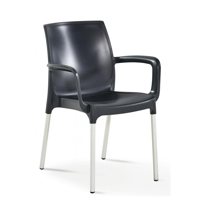 Norman πολυθρόνα αλουμινίου ΜΑΥΡΟ 55x58x82