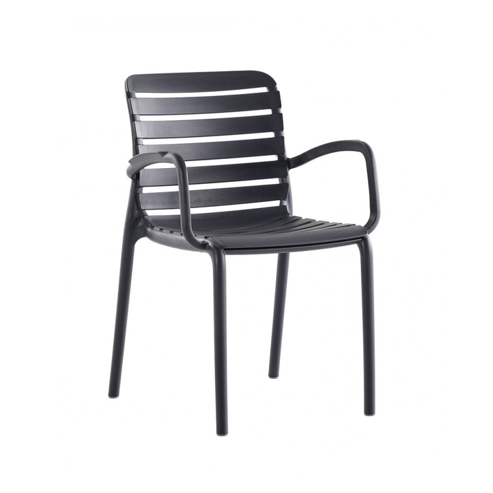 Parma Πολυθρόνα Πολυπροπυλενίου Μαύρη 56x56x47/82cm