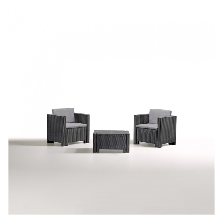 ΣΕΤ ATLANTA terrace Πολυθρόνα : 75x57.5x64cm Τραπεζάκι : 64x64x40cm ΑΝΘΡΑΚΙ