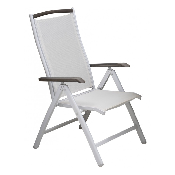 Mediterraneo ρυθμιζόμενη πολυθρόνα Λευκός Σκελετός Γκρι Ύφασμα