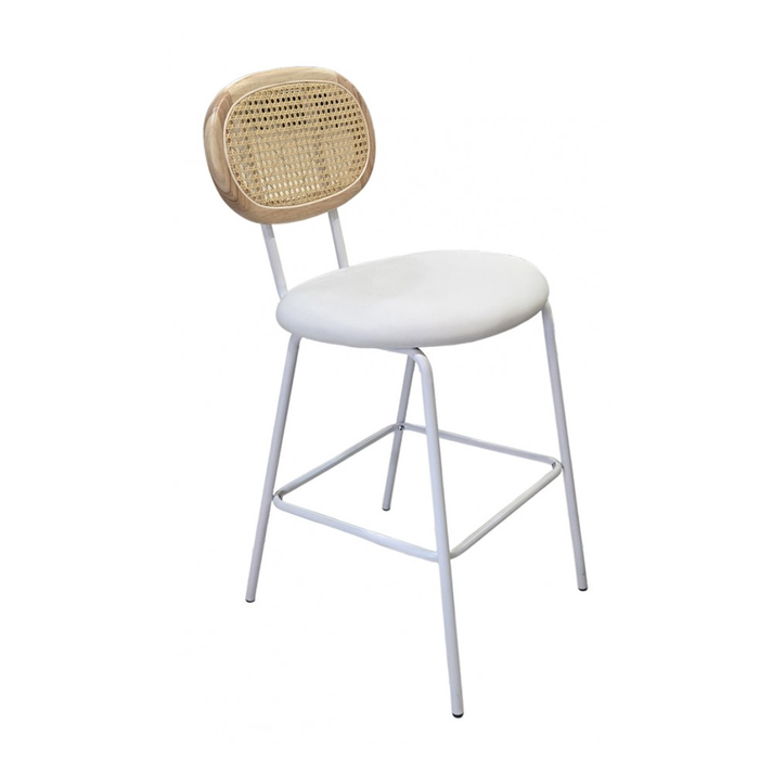 Mila Σκαμπό Μεταλλικό με Ψάθα 48x55xH65/96cm