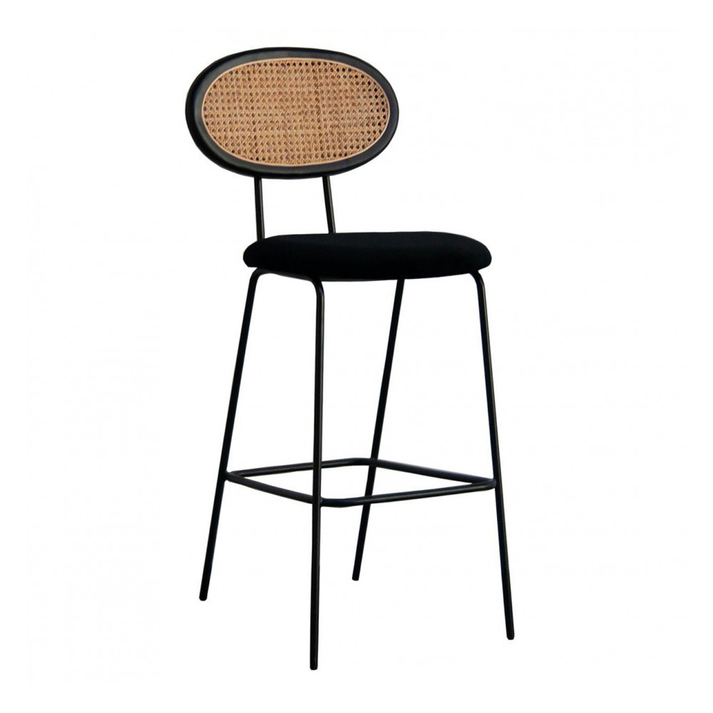 Mila Σκαμπό Μεταλλικό με Ψάθα 48x55xH65/96cm