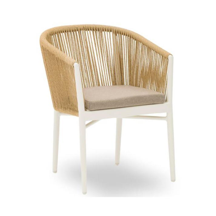 Verni Πολυθρόνα Αλουμινίου - Rope Λευκή Rattan Φυσικό