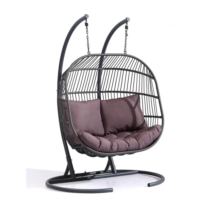 Oscar Double Κούνια Μεταλλική Γκρι - Καφέ 105x145x195cm