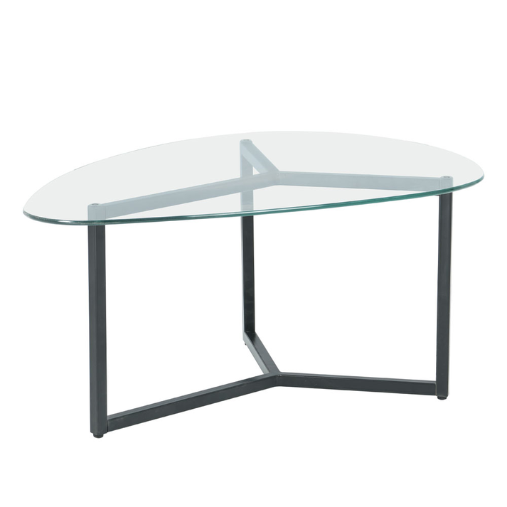 ROCKS COFFEE TABLE SET 2ΤΕΜ ΔΙΑΦΑΝΟ FUME ΜΑΥΡΟ 82x59x40